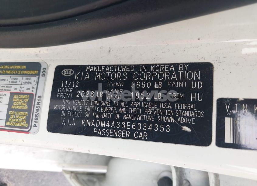 Photo 9 of 2014 Kia Rio LX (VIN KNADM4A33E6334353)