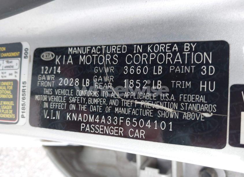 Photo 9 of 2015 Kia Rio LX (VIN KNADM4A33F6504101)