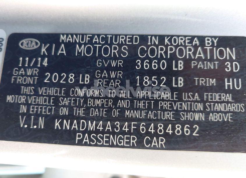 Photo 9 of 2015 Kia Rio LX (VIN KNADM4A34F6484862)