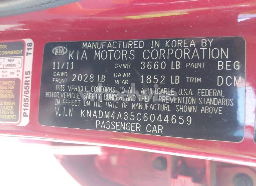 Photo 9 of 2012 Kia Rio LX (VIN KNADM4A35C6044659)