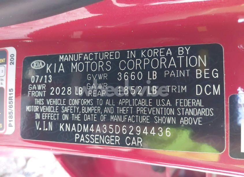 Photo 9 of 2013 Kia Rio LX (VIN KNADM4A35D6294436)