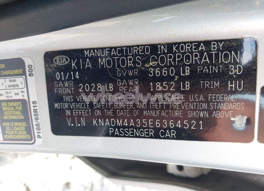 Photo 9 of 2014 Kia Rio LX (VIN KNADM4A35E6364521)