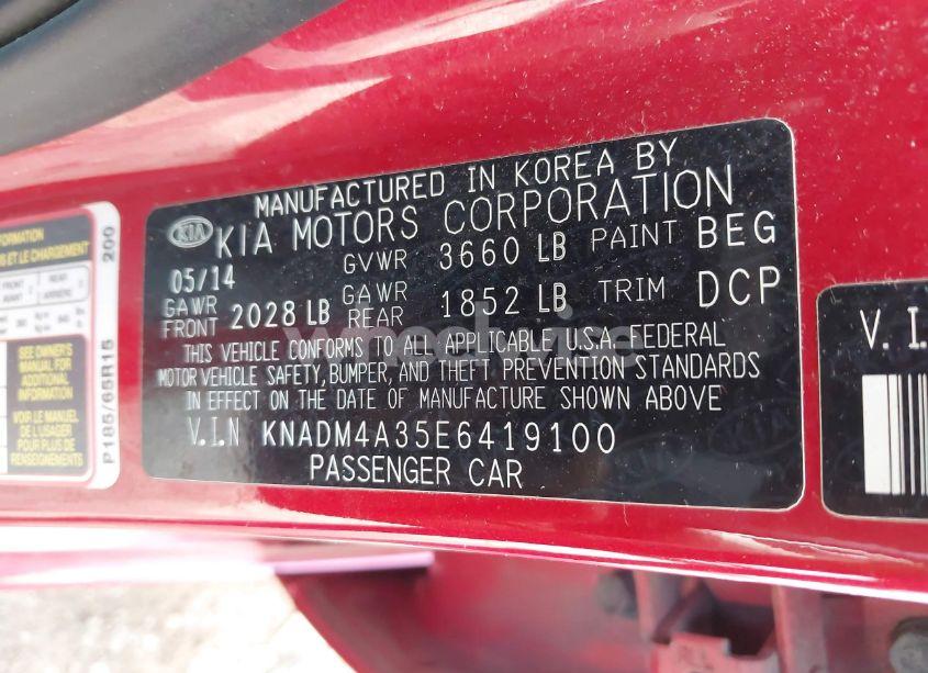 Photo 9 of 2014 Kia Rio LX (VIN KNADM4A35E6419100)