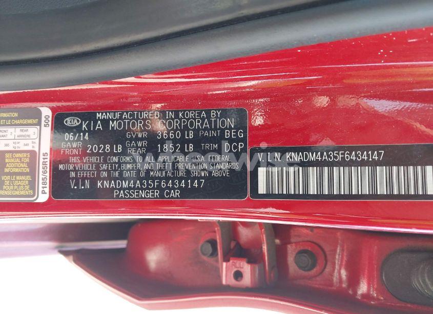Photo 9 of 2015 Kia Rio LX (VIN KNADM4A35F6434147)
