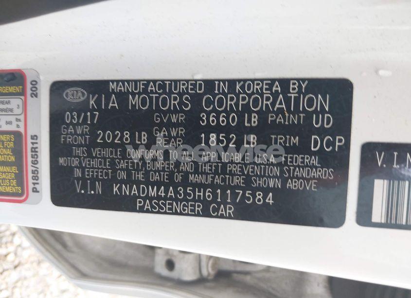 Photo 9 of 2017 Kia Rio LX (VIN KNADM4A35H6117584)