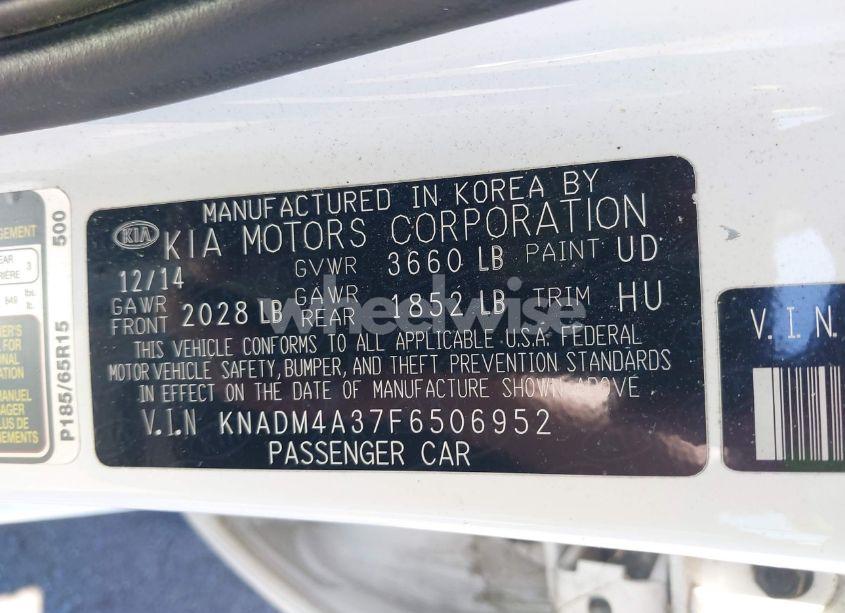 Photo 9 of 2015 Kia Rio LX (VIN KNADM4A37F6506952)