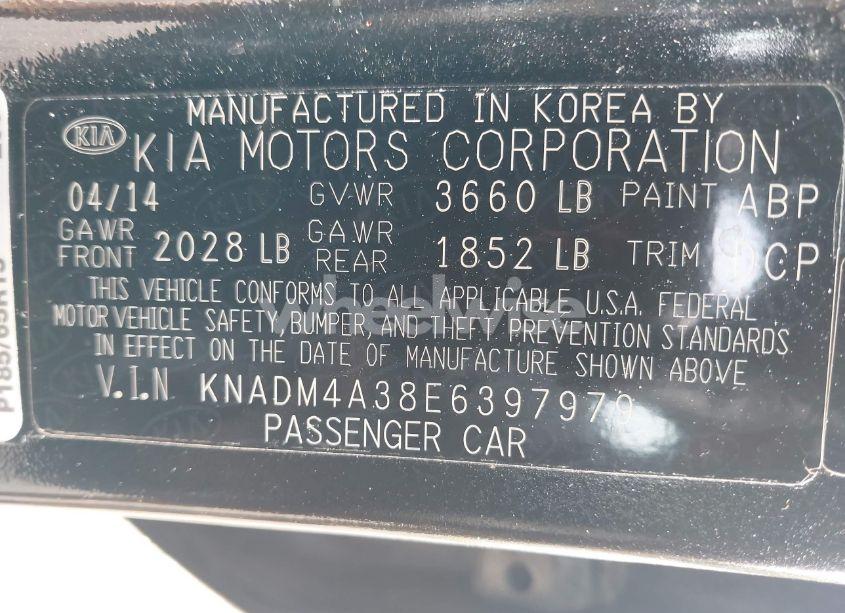 Photo 9 of 2014 Kia Rio LX (VIN KNADM4A38E6397979)