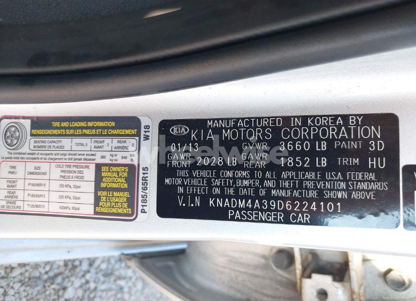 Photo 9 of 2013 Kia Rio LX (VIN KNADM4A39D6224101)