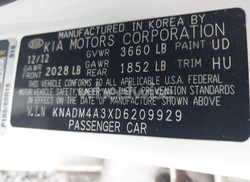 Photo 9 of 2013 Kia Rio LX (VIN KNADM4A3XD6209929)