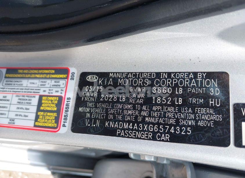 Photo 9 of 2016 Kia Rio LX (VIN KNADM4A3XG6574325)