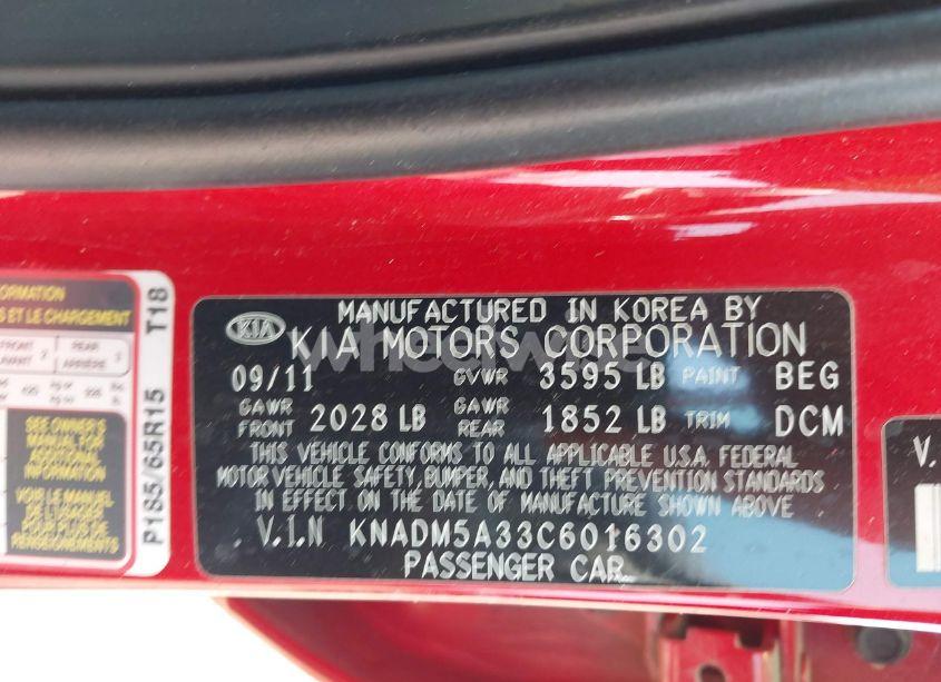 Photo 9 of 2012 Kia Rio5 LX (VIN KNADM5A33C6016302)