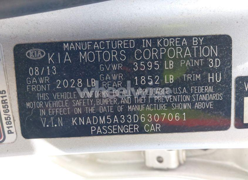 Photo 9 of 2013 Kia Rio LX (VIN KNADM5A33D6307061)