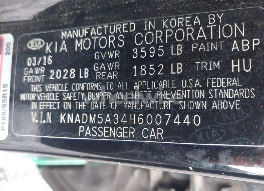 Photo 9 of 2017 Kia Rio LX (VIN KNADM5A34H6007440)