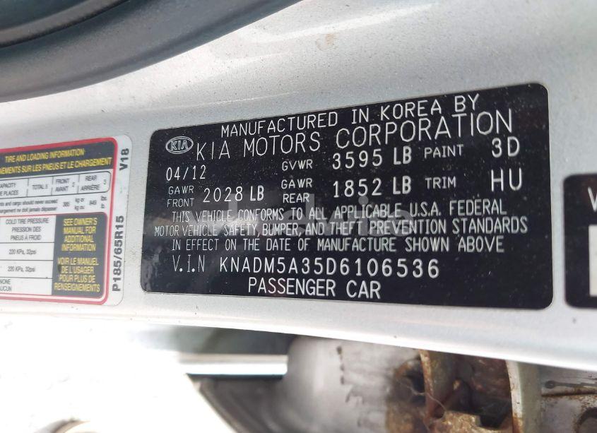 Photo 9 of 2013 Kia Rio LX (VIN KNADM5A35D6106536)