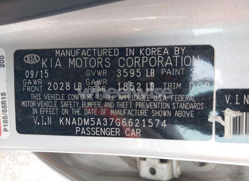 Photo 9 of 2016 Kia Rio LX (VIN KNADM5A37G6621574)