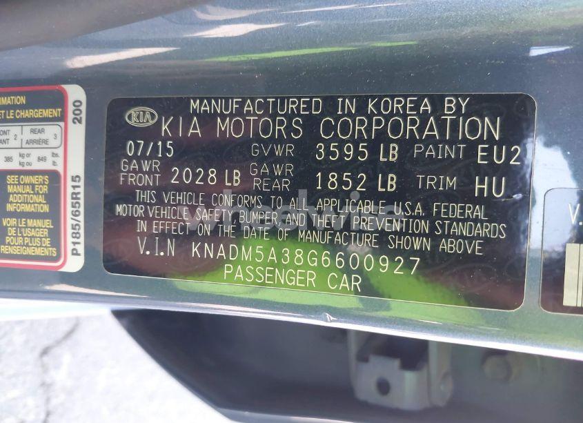 Photo 9 of 2016 Kia Rio LX (VIN KNADM5A38G6600927)