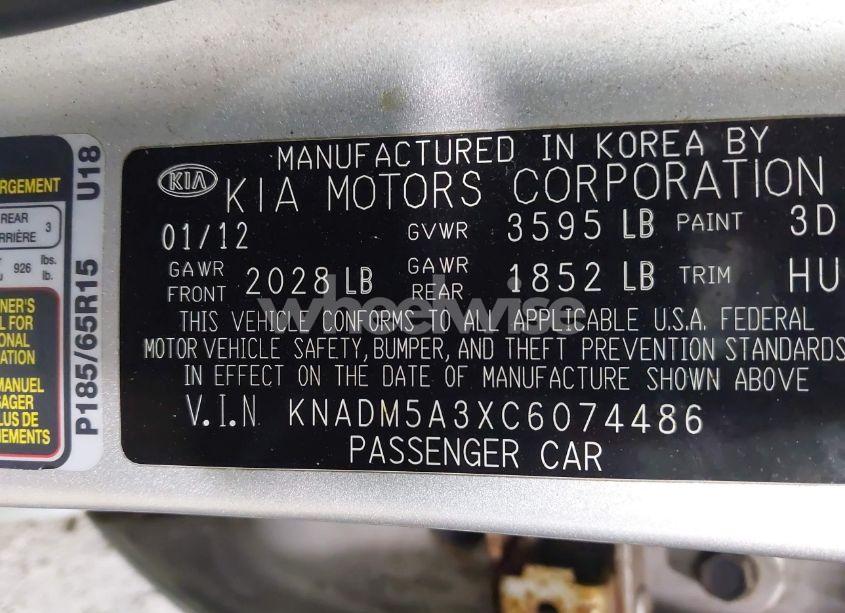 Photo 9 of 2012 Kia Rio5 LX (VIN KNADM5A3XC6074486)
