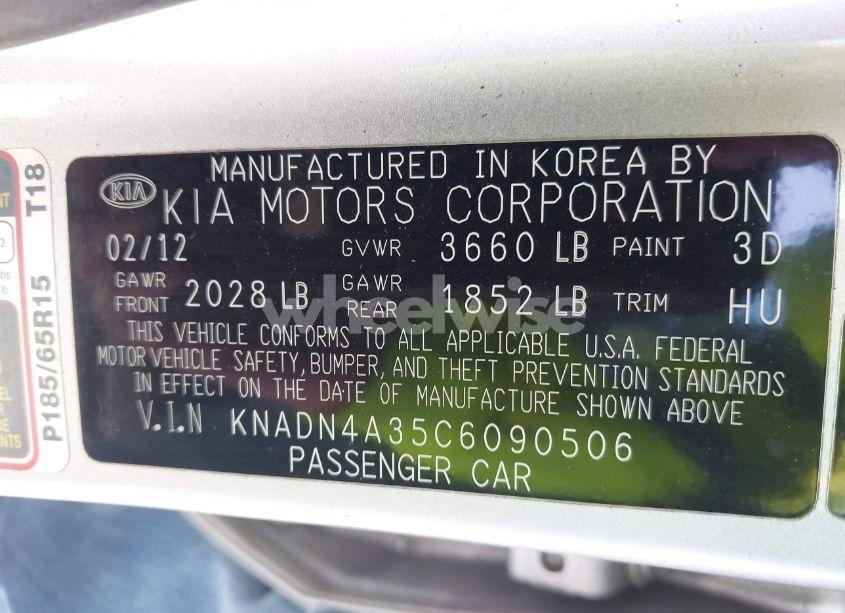 Photo 9 of 2012 Kia Rio EX (VIN KNADN4A35C6090506)
