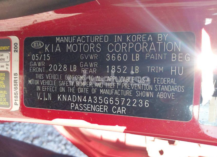 Photo 9 of 2016 Kia Rio EX (VIN KNADN4A35G6572236)