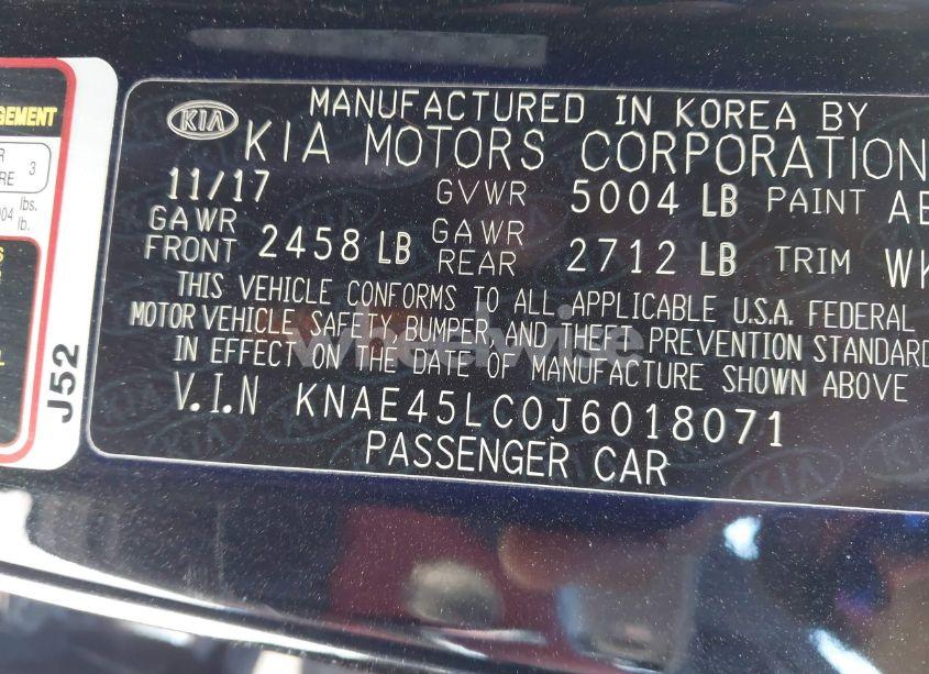 Photo 9 of 2018 Kia Stinger GT1 (VIN KNAE45LC0J6018071)