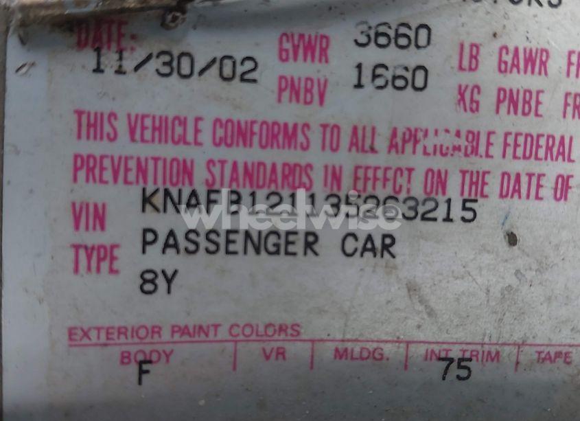 Photo 9 of 2003 Kia Spectra LS (VIN KNAFB121135263215)
