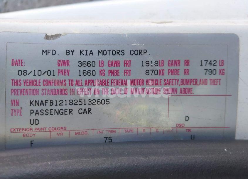 Photo 9 of 2002 Kia Spectra LS (VIN KNAFB121825132605)