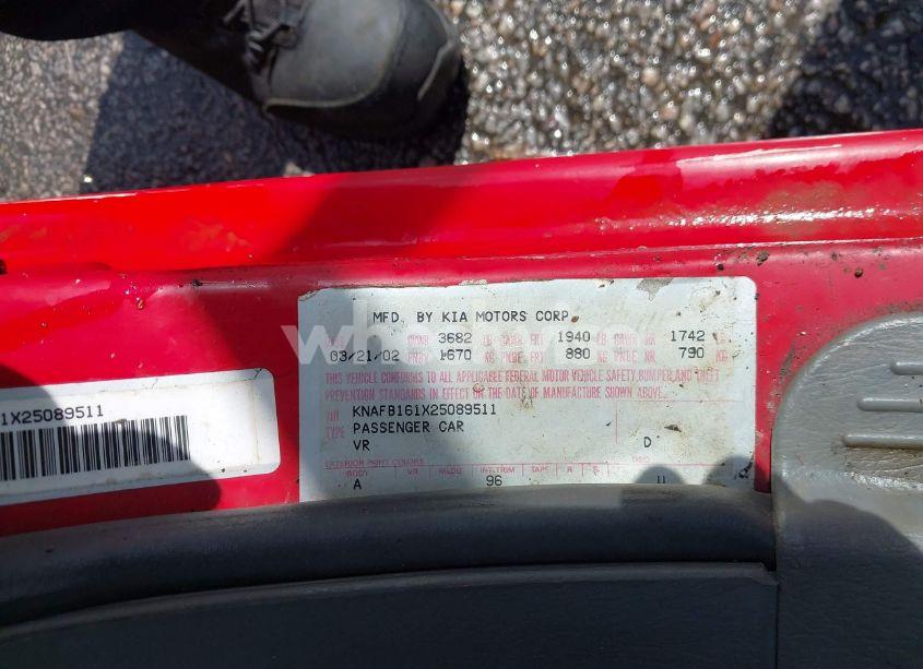 Photo 9 of 2002 Kia Spectra GS/GSX (VIN KNAFB161X25089511)