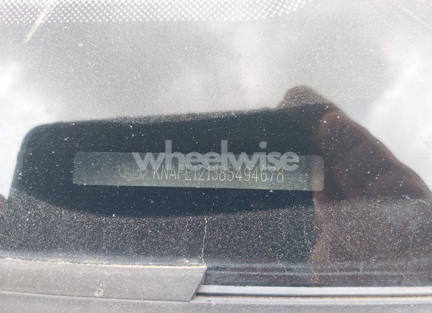 Photo 9 of 2008 Kia Spectra EX (VIN KNAFE121385494678)