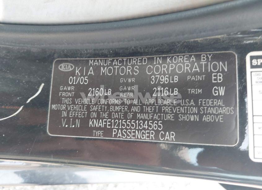 Photo 9 of 2005 Kia Spectra EX/LX/SX (VIN KNAFE121555134565)