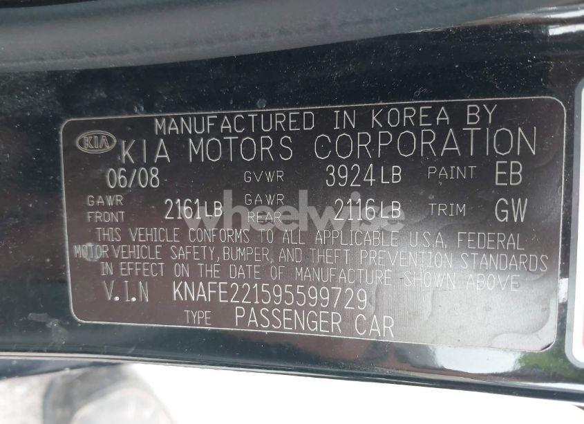 Photo 9 of 2009 Kia Spectra EX (VIN KNAFE221595599729)