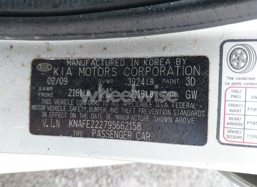 Photo 9 of 2009 Kia Spectra EX (VIN KNAFE222795662158)