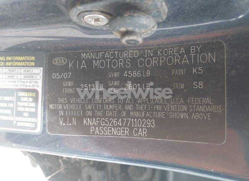 Photo 9 of 2007 Kia Rondo LX V6 (VIN KNAFG526477110293)