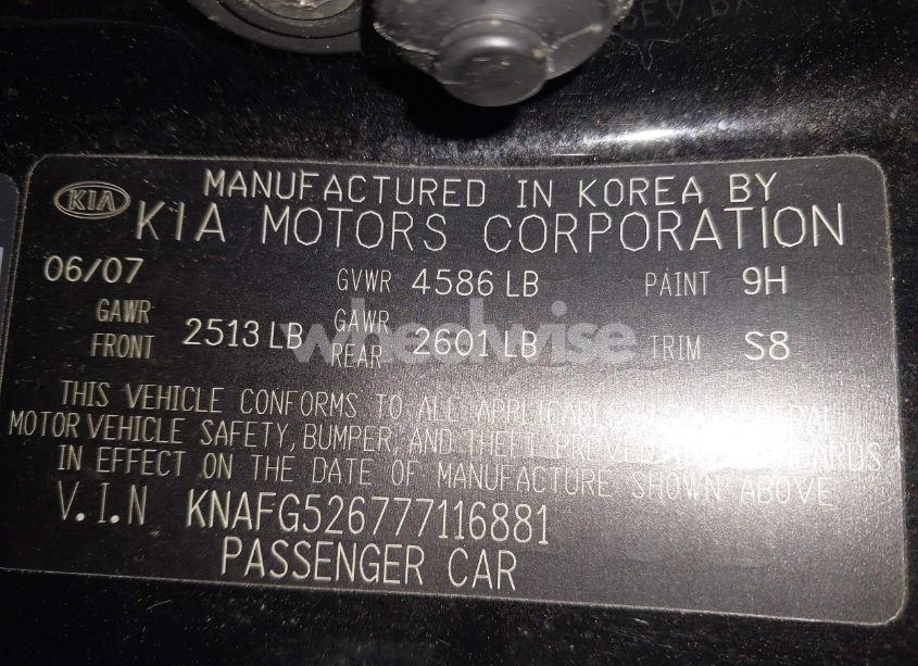 Photo 9 of 2007 Kia Rondo EX V6 (VIN KNAFG526777116881)