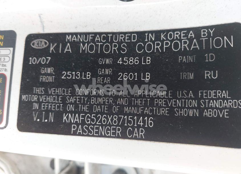 Photo 9 of 2008 Kia Rondo LX V6 (VIN KNAFG526X87151416)