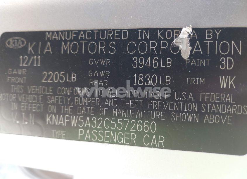 Photo 9 of 2012 Kia Forte SX (VIN KNAFW5A32C5572660)