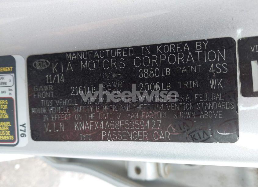 Photo 9 of 2015 Kia Forte LX (VIN KNAFX4A68F5359427)