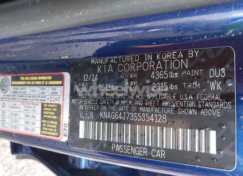 Photo 9 of 2025 Kia K5 GT-LINE (VIN KNAG64J73S5354128)