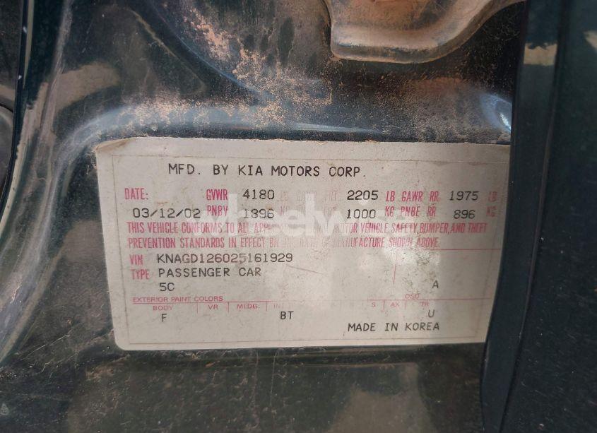 Photo 9 of 2002 Kia Optima LX/SE (VIN KNAGD126025161929)