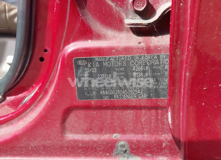 Photo 9 of 2004 Kia Optima EX V6/LX V6 (VIN KNAGD128045292542)