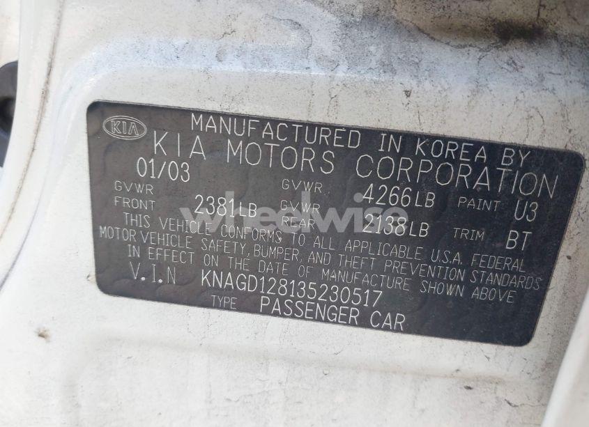 Photo 9 of 2003 Kia Optima LX V6/SE V6 (VIN KNAGD128135230517)