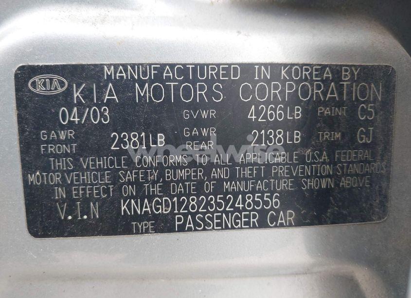 Photo 9 of 2003 Kia Optima LX V6/SE V6 (VIN KNAGD128235248556)