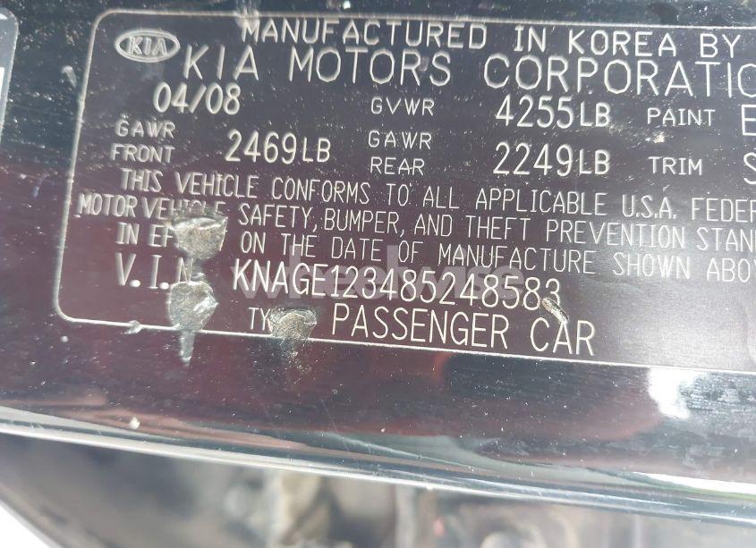 Photo 9 of 2008 Kia Optima LX (VIN KNAGE123485248583)