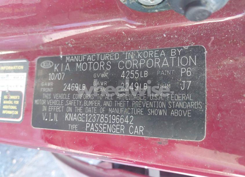 Photo 9 of 2008 Kia Optima LX (VIN KNAGE123785196642)