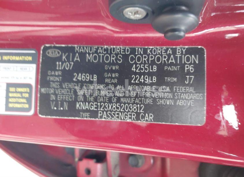 Photo 9 of 2008 Kia Optima LX (VIN KNAGE123X85203812)