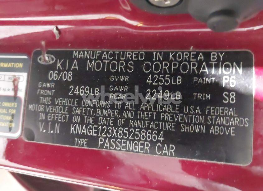 Photo 9 of 2008 Kia Optima LX (VIN KNAGE123X85258664)