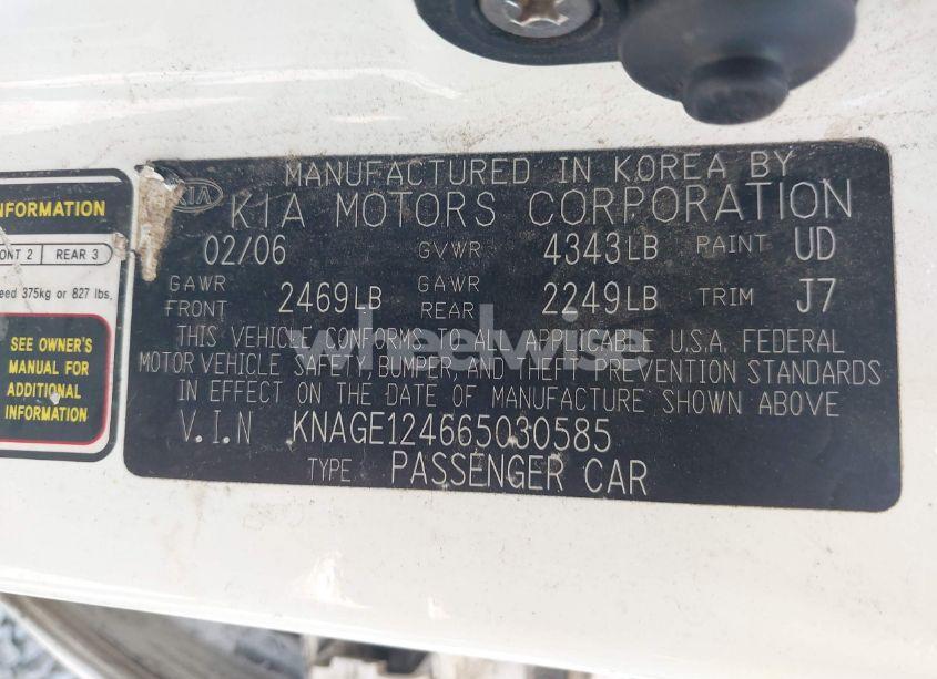 Photo 9 of 2006 Kia Optima EX V6 (NEW)/LX V6 (NEW) (VIN KNAGE124665030585)