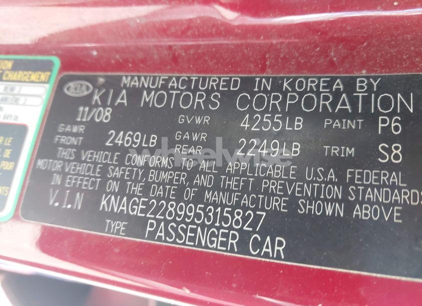 Photo 9 of 2009 Kia Optima LX (VIN KNAGE228995315827)