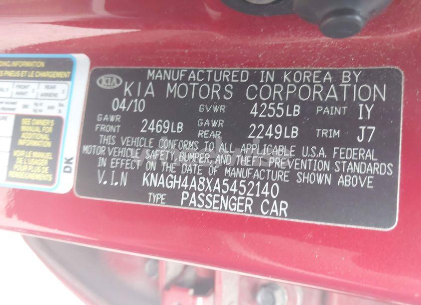 Photo 9 of 2010 Kia Optima EX (VIN KNAGH4A8XA5452140)