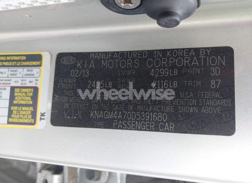 Photo 9 of 2013 Kia Optima LX (VIN KNAGM4A70D5391680)