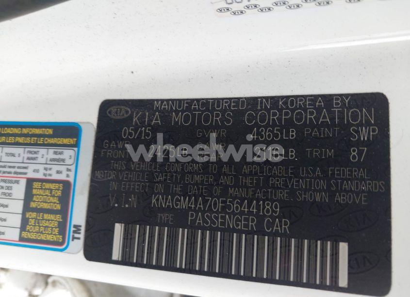 Photo 9 of 2015 Kia Optima LX (VIN KNAGM4A70F5644189)